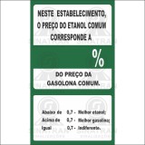 Neste estabelecimento, o preço do etanol corresponde a    % do preço da gasolina comum 